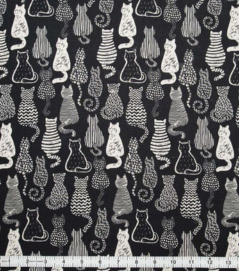 Black Cat Kitten - 100% Cotton Fabric by The Yard - 43